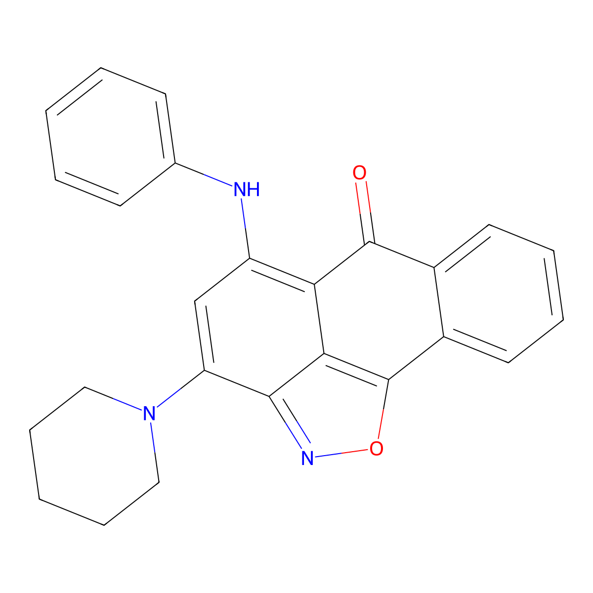 5-(phenylamino)-3-(piperidin-1-yl)-6H-anthra[1,9-cd]isoxazol-6-one molecular structure, CAS 75753-48-9