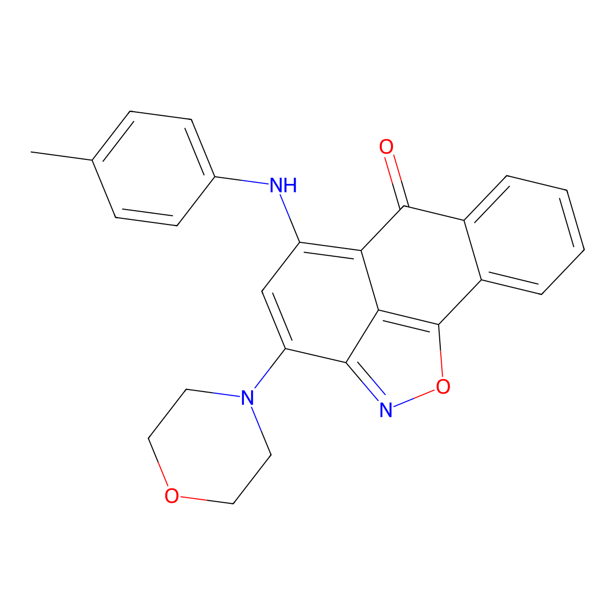 3-morpholino-5-(p-tolylamino)-6H-anthra[1,9-cd]isoxazol-6-one molecular structure, CAS 75753-55-8