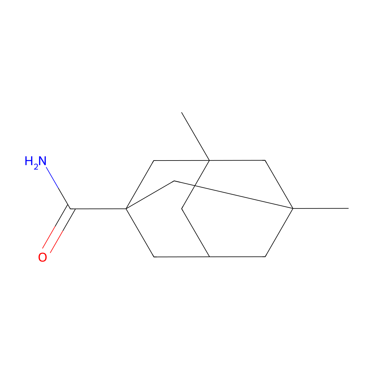 3,5-Dimethyladamantane-1-carboxamide molecular structure, CAS 75758-23-5