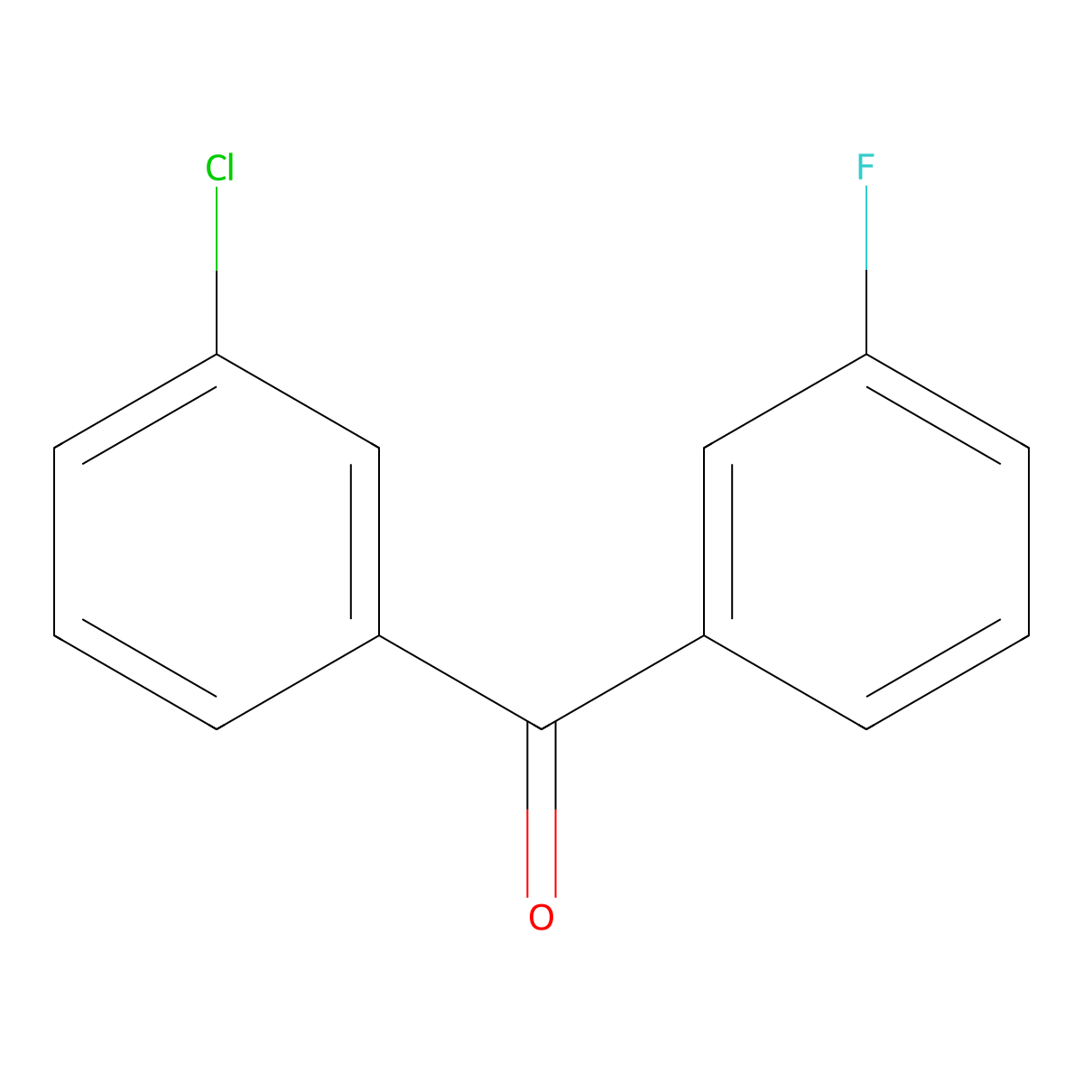 (3-Chlorophenyl)(3-fluorophenyl)methanone molecular structure, CAS 75762-57-1