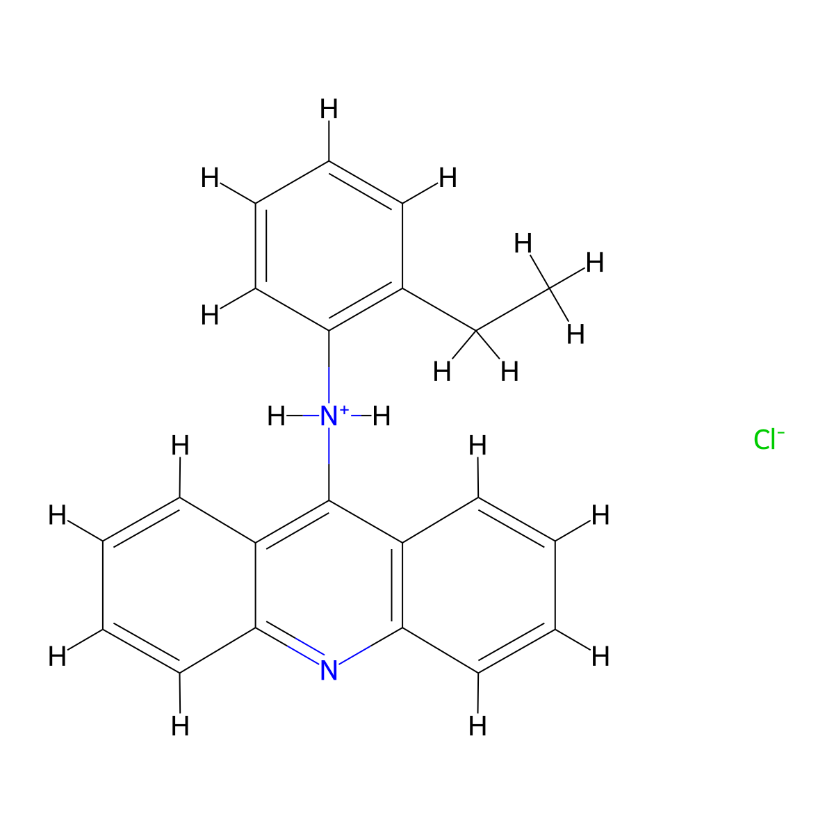 N-(2-Ethylphenyl)acridin-9(10H)-imine--hydrogen chloride (1/1) molecular structure, CAS 75775-80-3