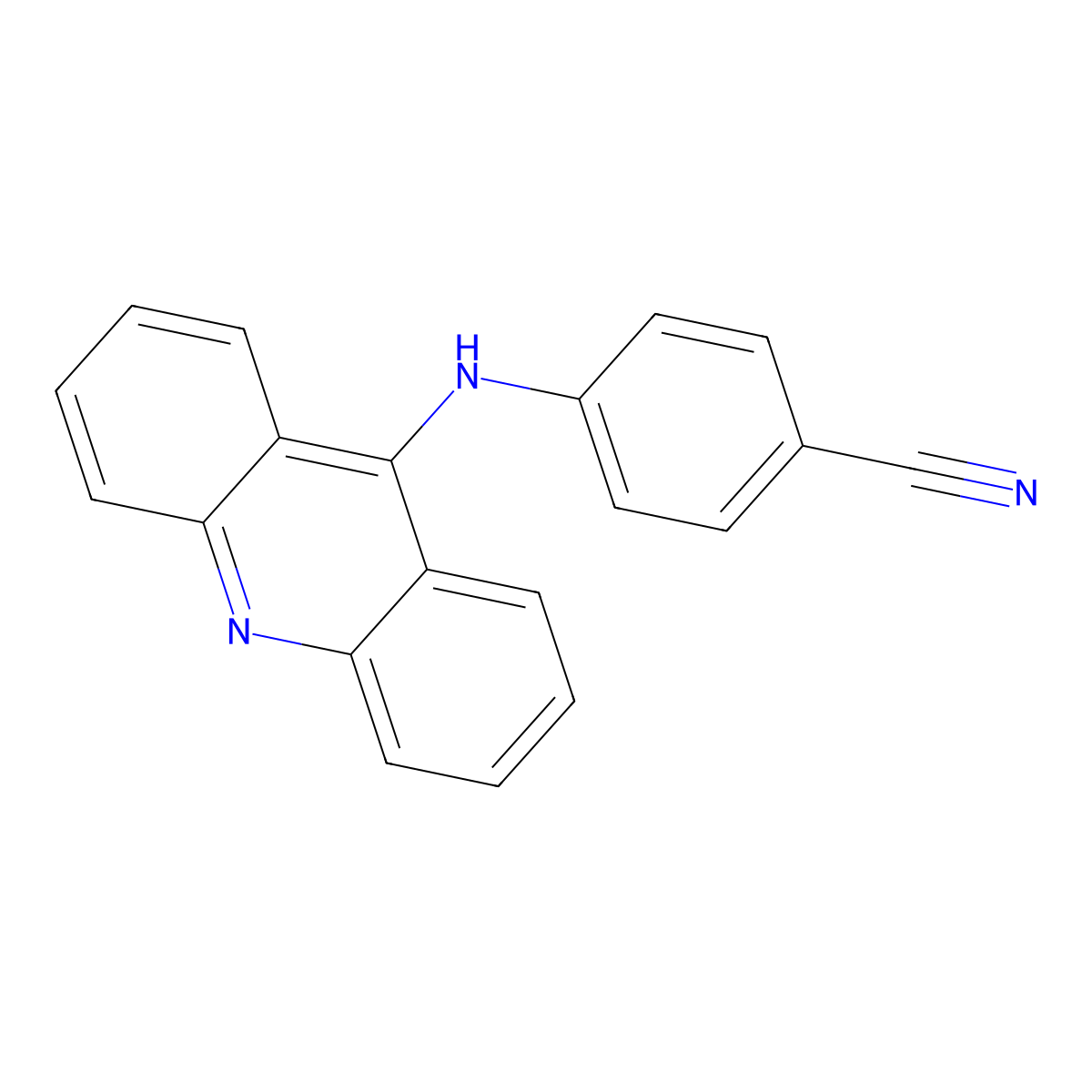 BENZONITRILE, p-(9-ACRIDINYLAMINO)- molecular structure, CAS 75775-89-2
