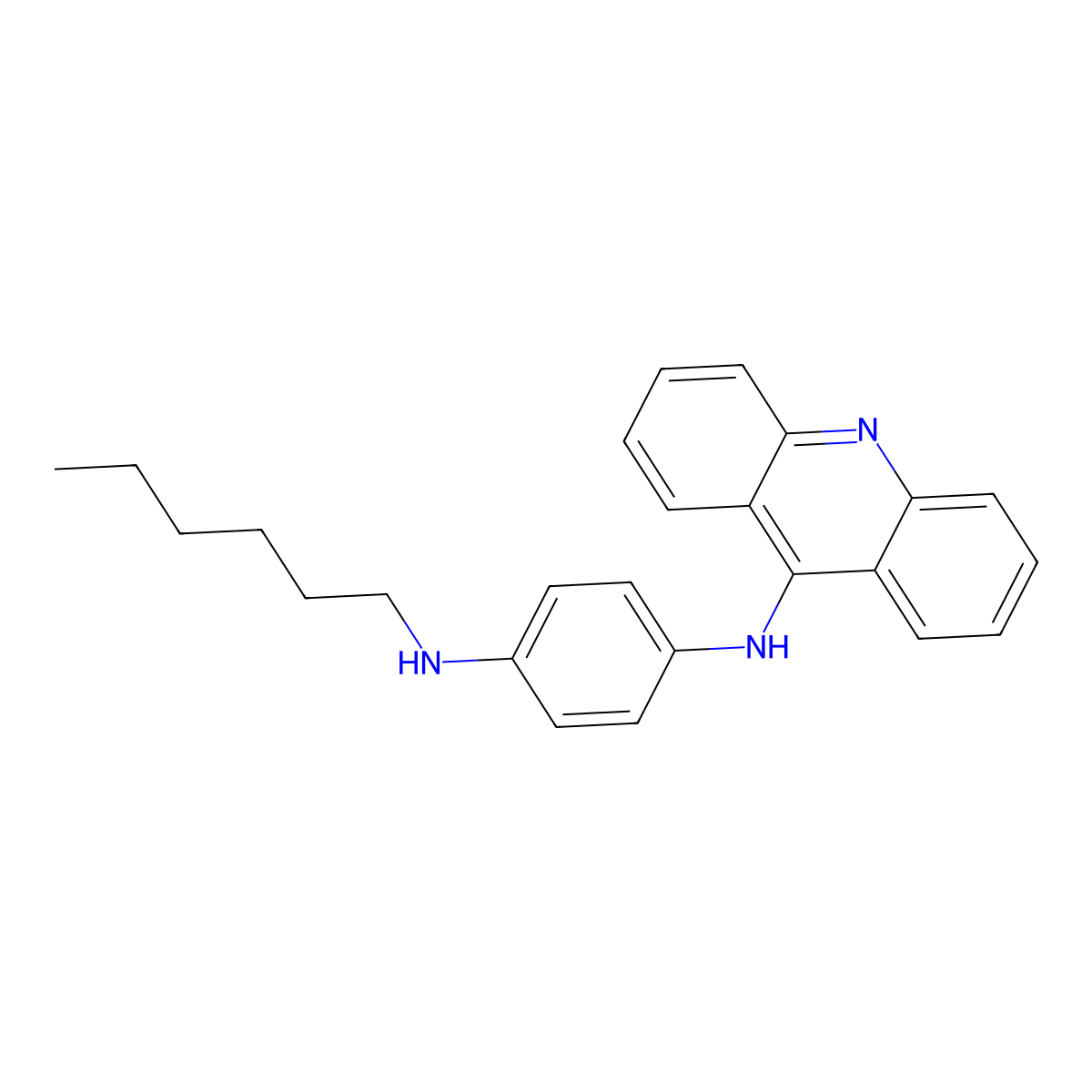 Acridine, 9-(p-(hexylamino)anilino)- molecular structure, CAS 75775-91-6