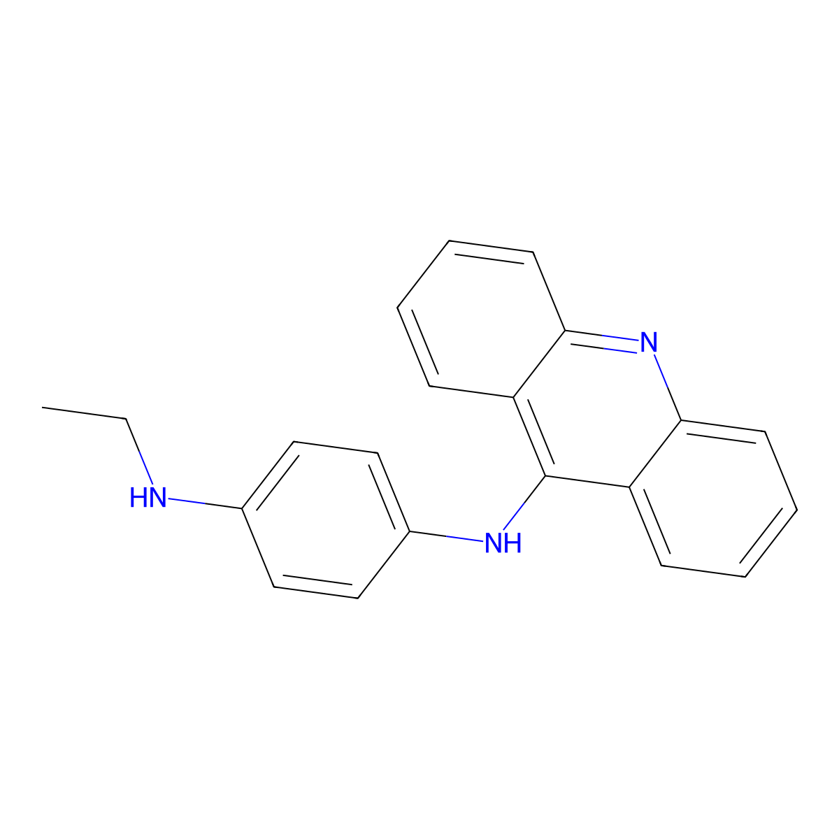 Acridine, 9-(p-(ethylamino)anilino)- molecular structure, CAS 75775-99-4