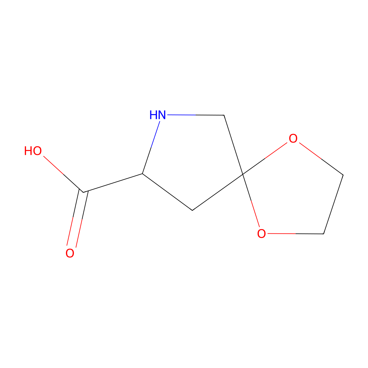 (8S)-1,4-Dioxa-7-azaspiro[4.4]nonane-8-carboxylic acid molecular structure, CAS 75776-51-1