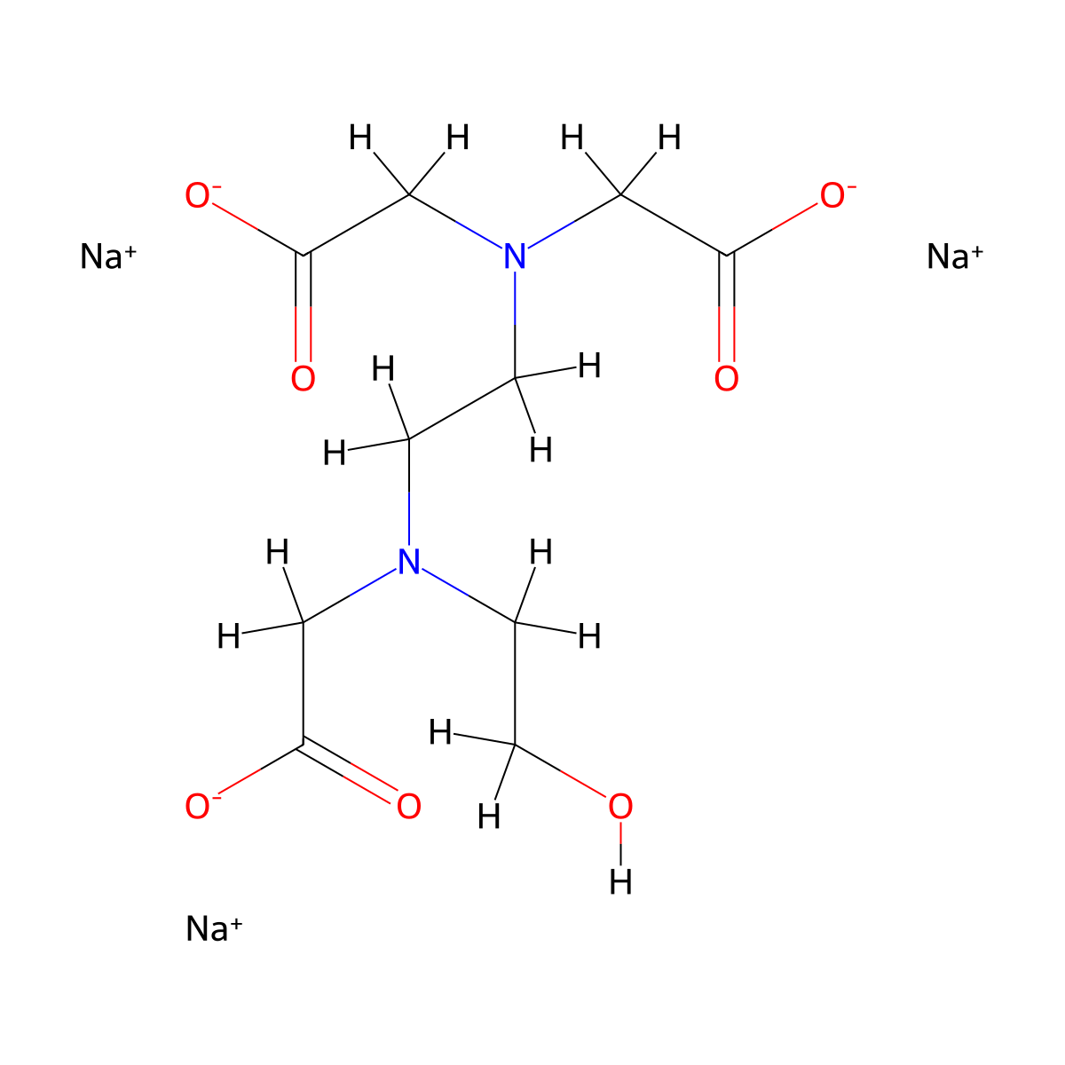 Trisodium N-hydroxyethylethylenediaminetriacetate molecular structure, CAS 7578-42-9