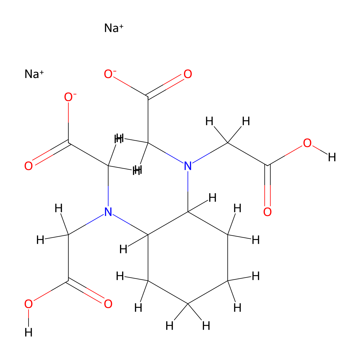 Glycine, N,N'-1,2-cyclohexanediylbis[N-(carboxymethyl)-, sodium salt (1:2) molecular structure, CAS 7578-44-1