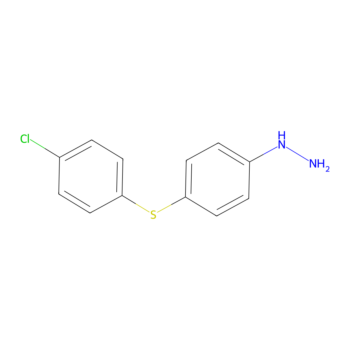 Hydrazine, (4-((4-chlorophenyl)thio)phenyl)- molecular structure, CAS 75787-58-5