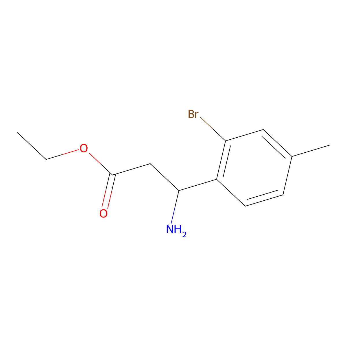 Ethyl 3-amino-3-(2-bromo-4-methylphenyl)propanoate molecular structure, CAS 757938-08-2