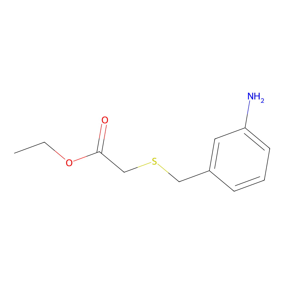 Ethyl 2-{[(3-aminophenyl)methyl]sulfanyl}acetate molecular structure, CAS 757941-17-6