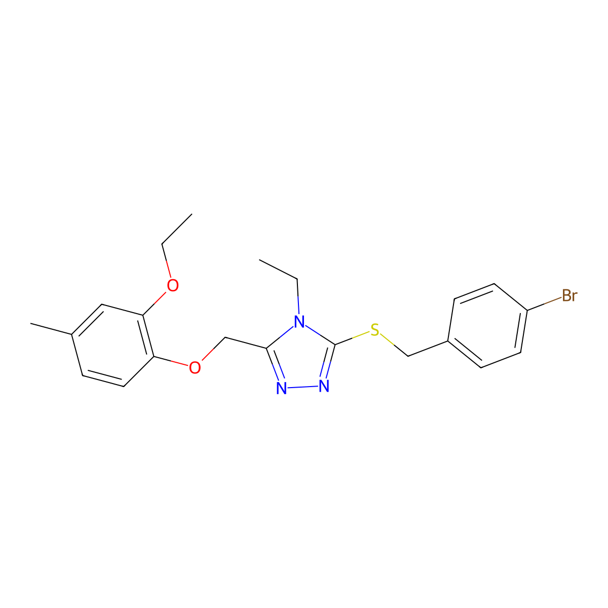 3-[(4-Bromophenyl)methylsulfanyl]-5-[(2-ethoxy-4-methylphenoxy)methyl]-4-ethyl-1,2,4-triazole molecular structure, CAS 757944-10-8