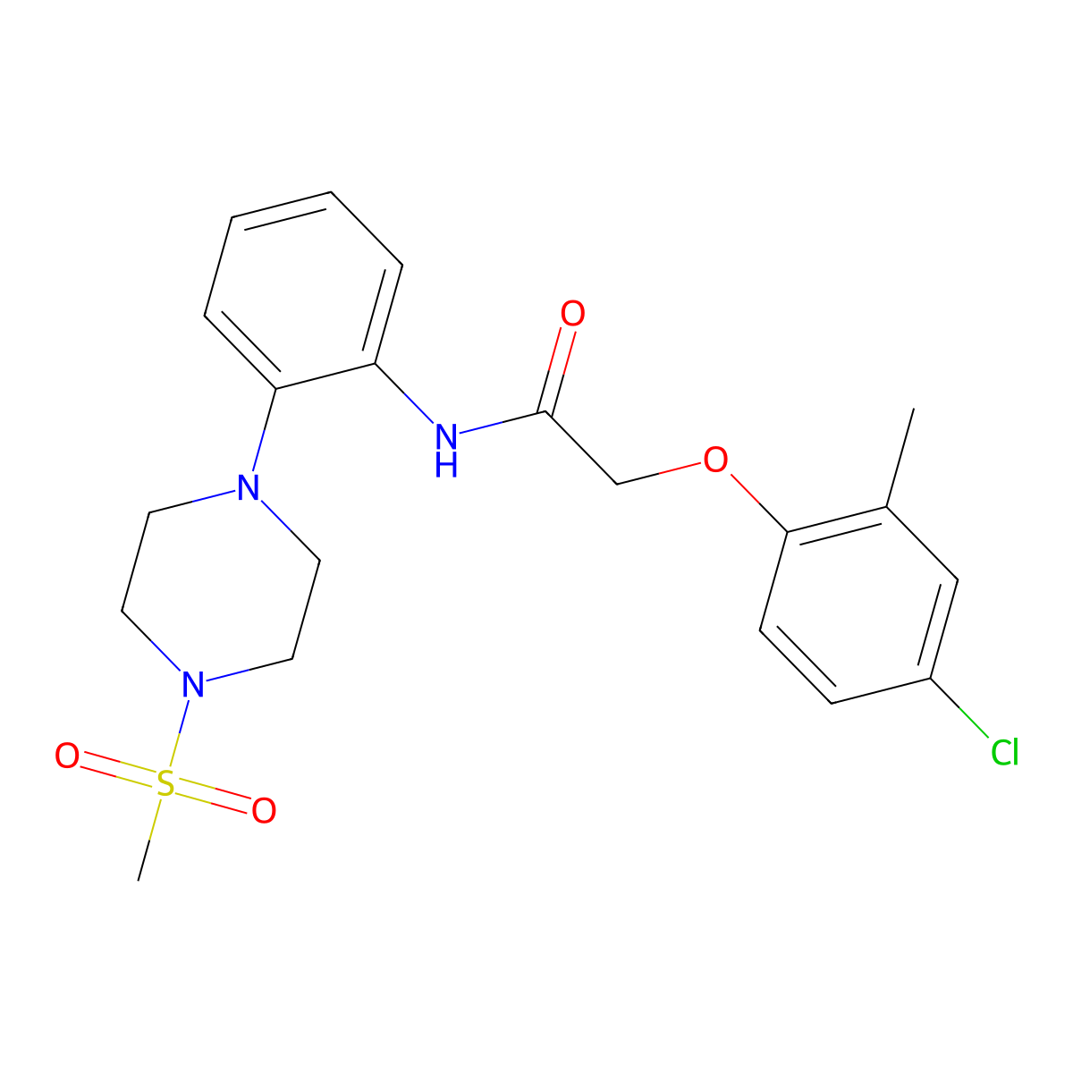2-(4-chloro-2-methylphenoxy)-N-[2-(4-methylsulfonylpiperazin-1-yl)phenyl]acetamide molecular structure, CAS 757944-19-7