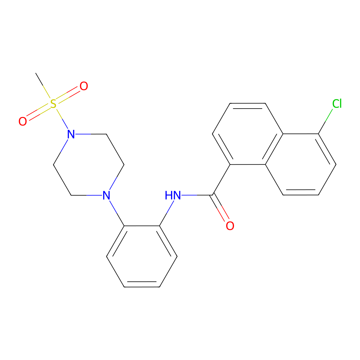 5-chloro-N-{2-[4-(methylsulfonyl)-1-piperazinyl]phenyl}-1-naphthamide molecular structure, CAS 757944-21-1