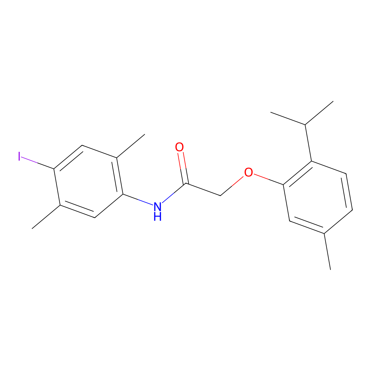 N-(4-iodo-2,5-dimethylphenyl)-2-(5-methyl-2-propan-2-ylphenoxy)acetamide molecular structure, CAS 757944-49-3