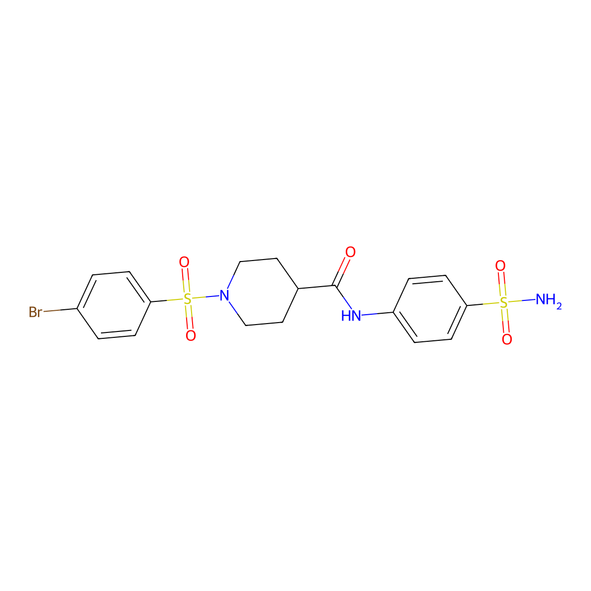 1-(4-bromophenyl)sulfonyl-N-(4-sulfamoylphenyl)piperidine-4-carboxamide molecular structure, CAS 757948-47-3