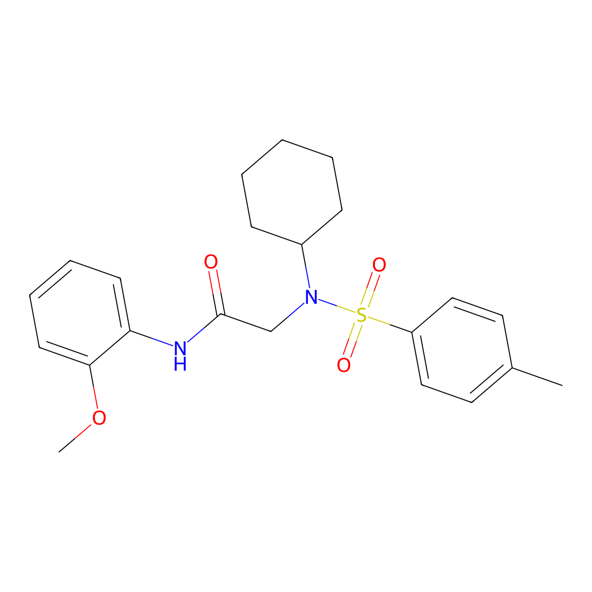 2-[cyclohexyl-(4-methylphenyl)sulfonylamino]-N-(2-methoxyphenyl)acetamide molecular structure, CAS 757948-63-3