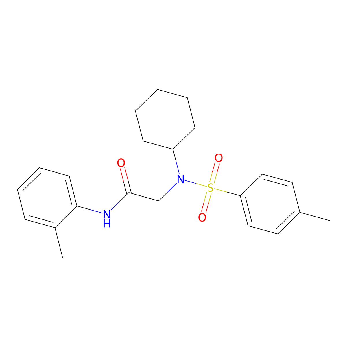 2-[cyclohexyl-(4-methylphenyl)sulfonylamino]-N-(2-methylphenyl)acetamide molecular structure, CAS 757948-67-7