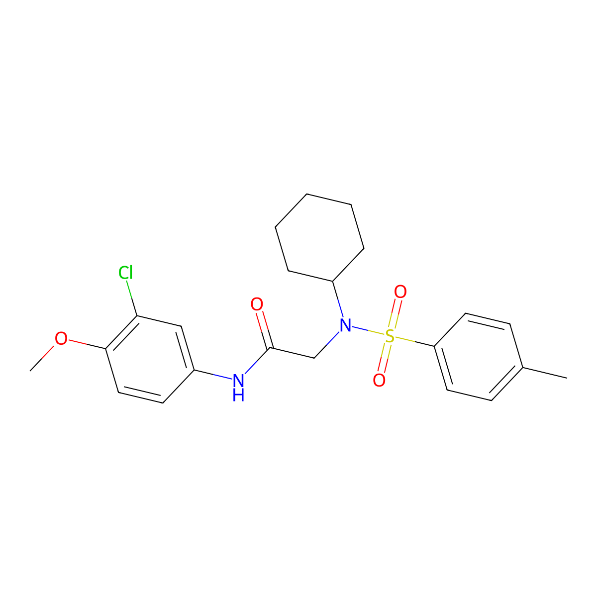 N-(3-chloro-4-methoxyphenyl)-2-[cyclohexyl-(4-methylphenyl)sulfonylamino]acetamide molecular structure, CAS 757948-69-9