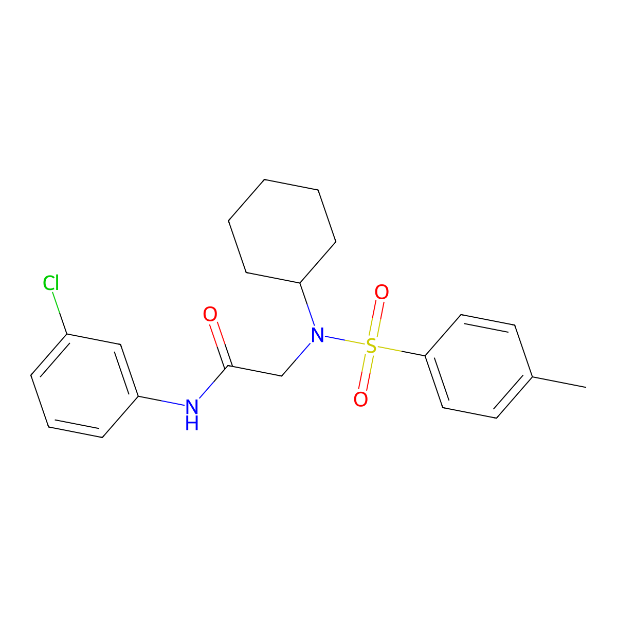 N-(3-chlorophenyl)-2-[cyclohexyl-(4-methylphenyl)sulfonylamino]acetamide molecular structure, CAS 757948-71-3