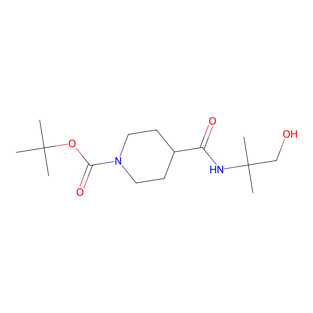 Tert-butyl 4-[(1-hydroxy-2-methylpropan-2-yl)carbamoyl]piperidine-1-carboxylate molecular structure, CAS 757949-47-6