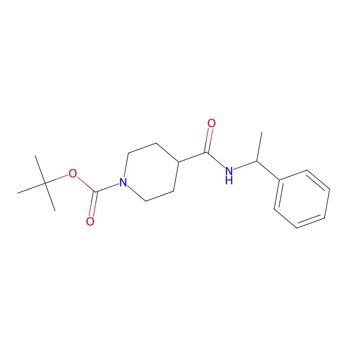 Tert-butyl 4-[(1-phenylethyl)carbamoyl]piperidine-1-carboxylate molecular structure, CAS 757949-49-8