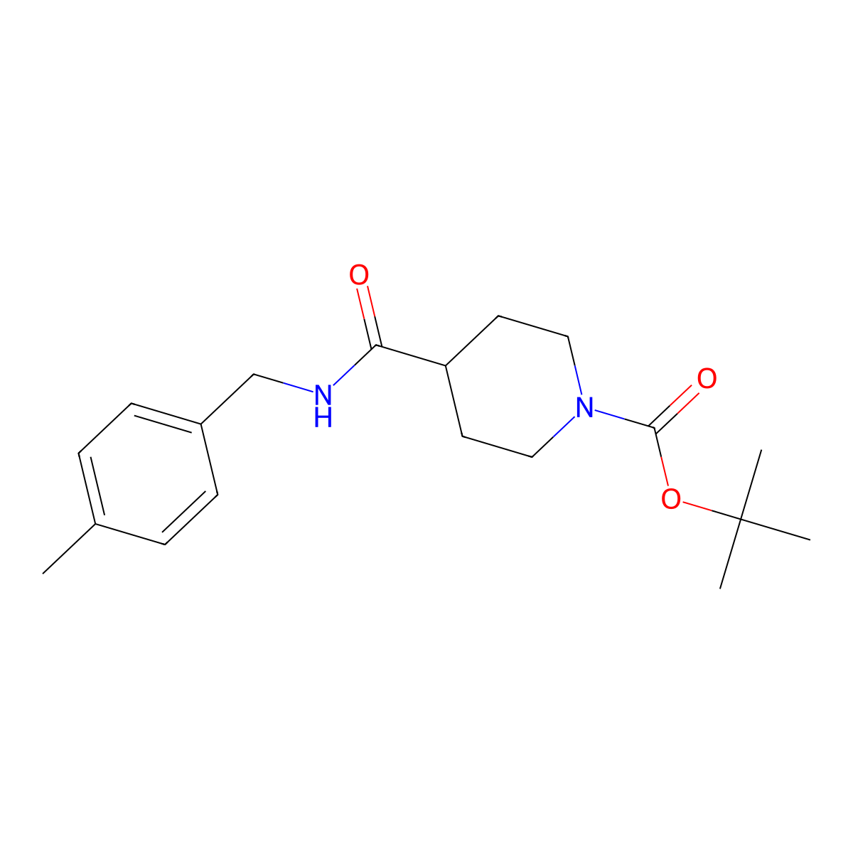 tert-Butyl 4-((4-methylbenzyl)carbamoyl)piperidine-1-carboxylate molecular structure, CAS 757949-50-1