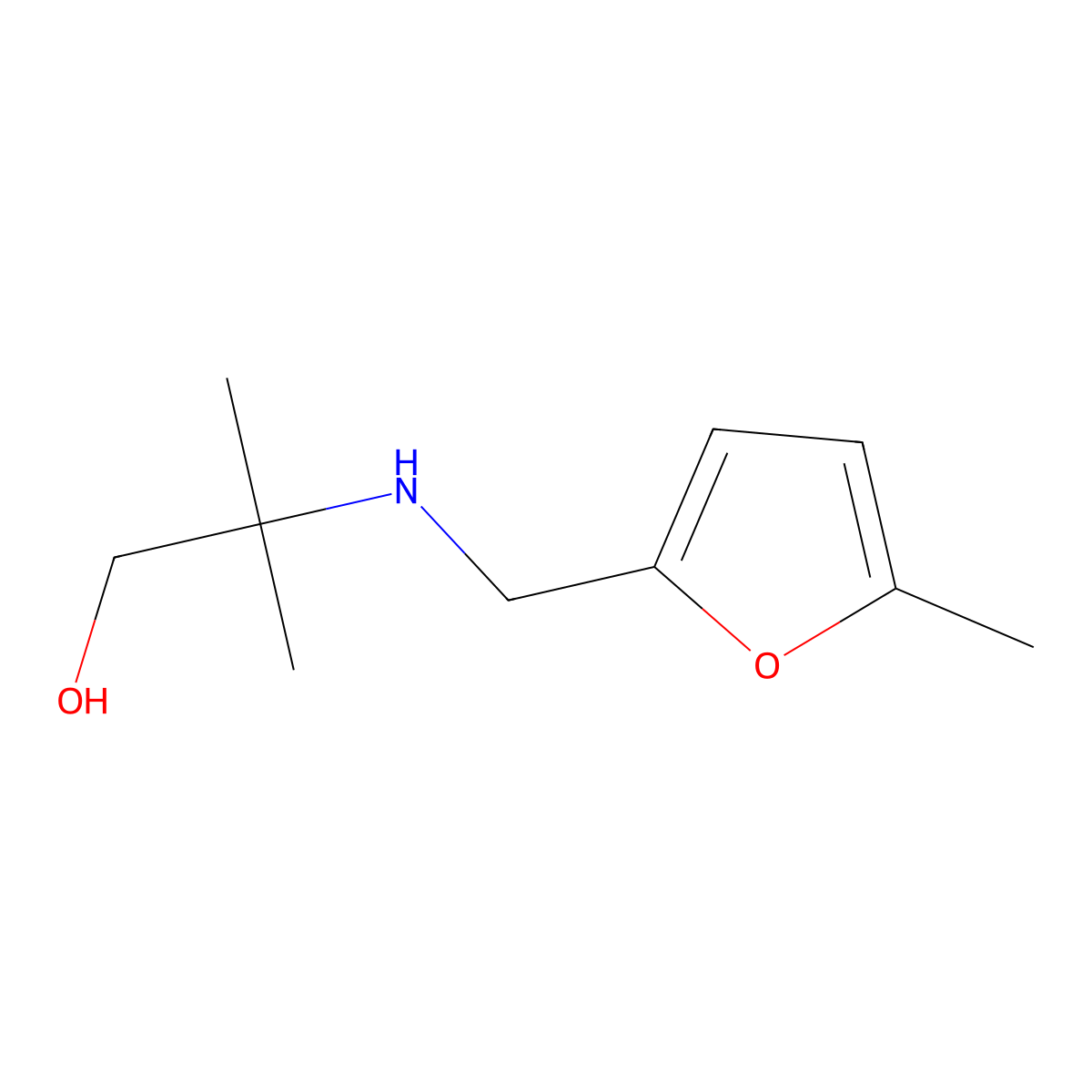 2-Methyl-2-{[(5-methylfuran-2-yl)methyl]amino}propan-1-ol molecular structure, CAS 757949-53-4