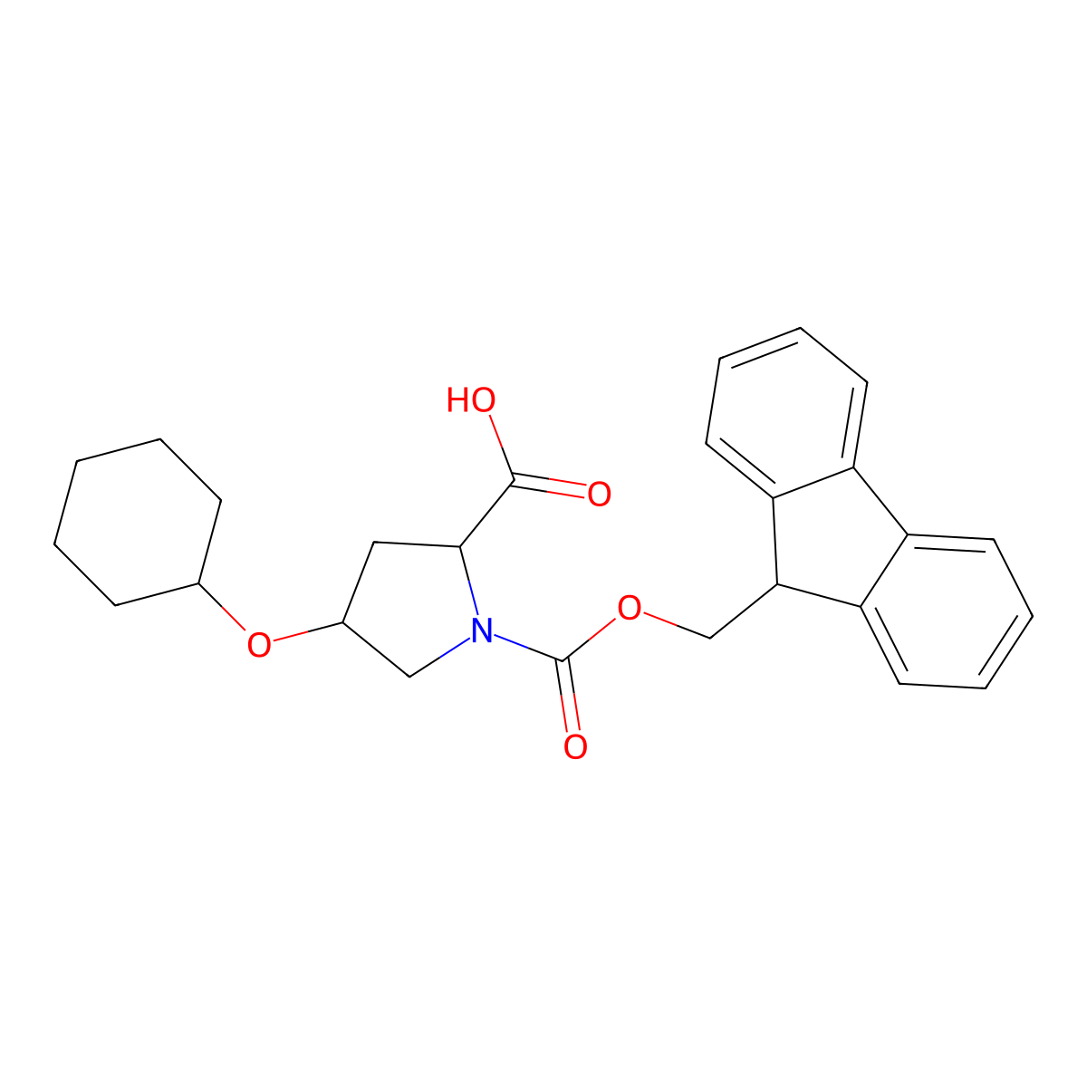 (2S,4S)-4-(cyclohexyloxy)-1-{[(9H-fluoren-9-yl)methoxy]carbonyl}pyrrolidine-2-carboxylic acid molecular structure, CAS 757951-65-8