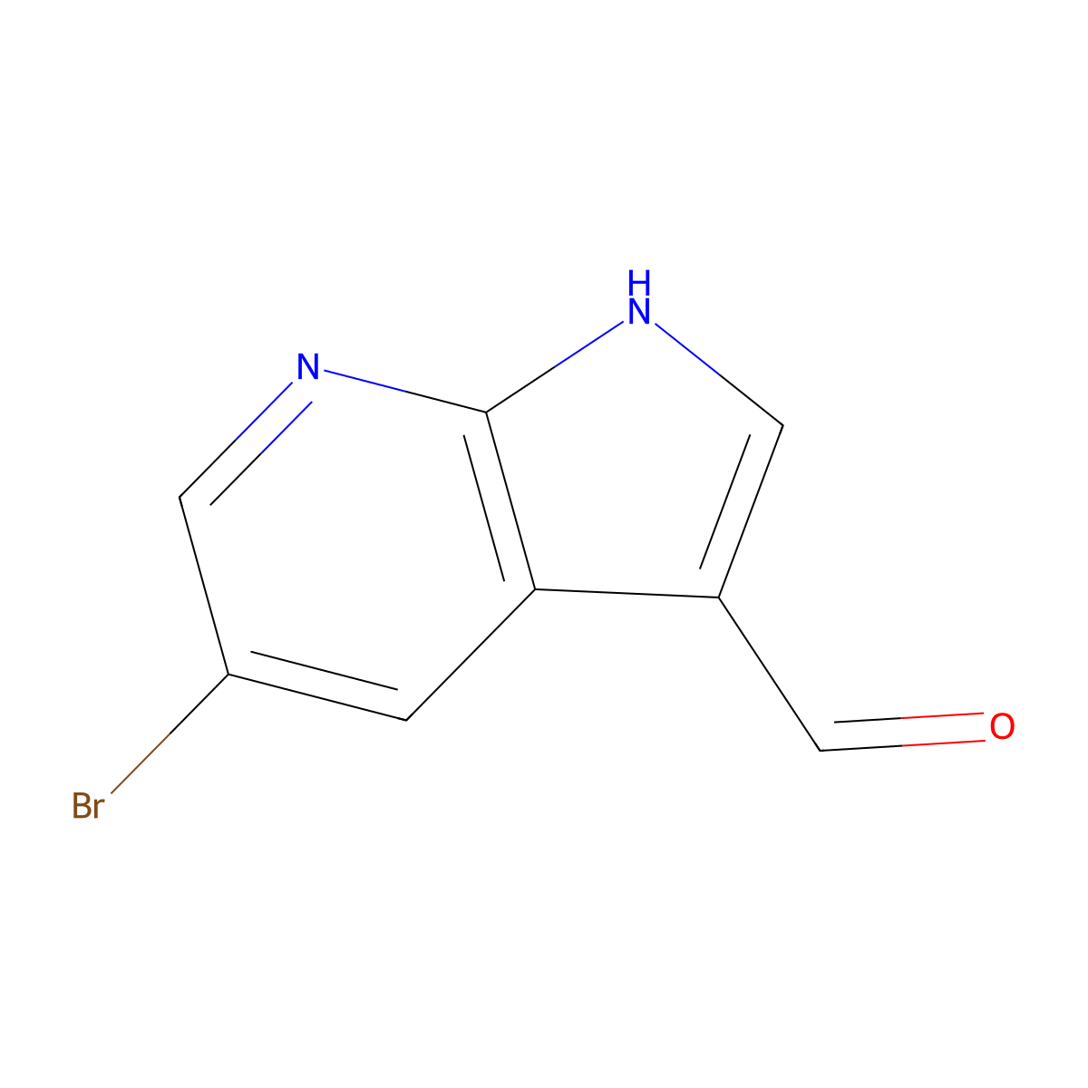 5-bromo-1H-pyrrolo(2,3-b)pyridine-3-carbaldehyde molecular structure, CAS 757978-33-9