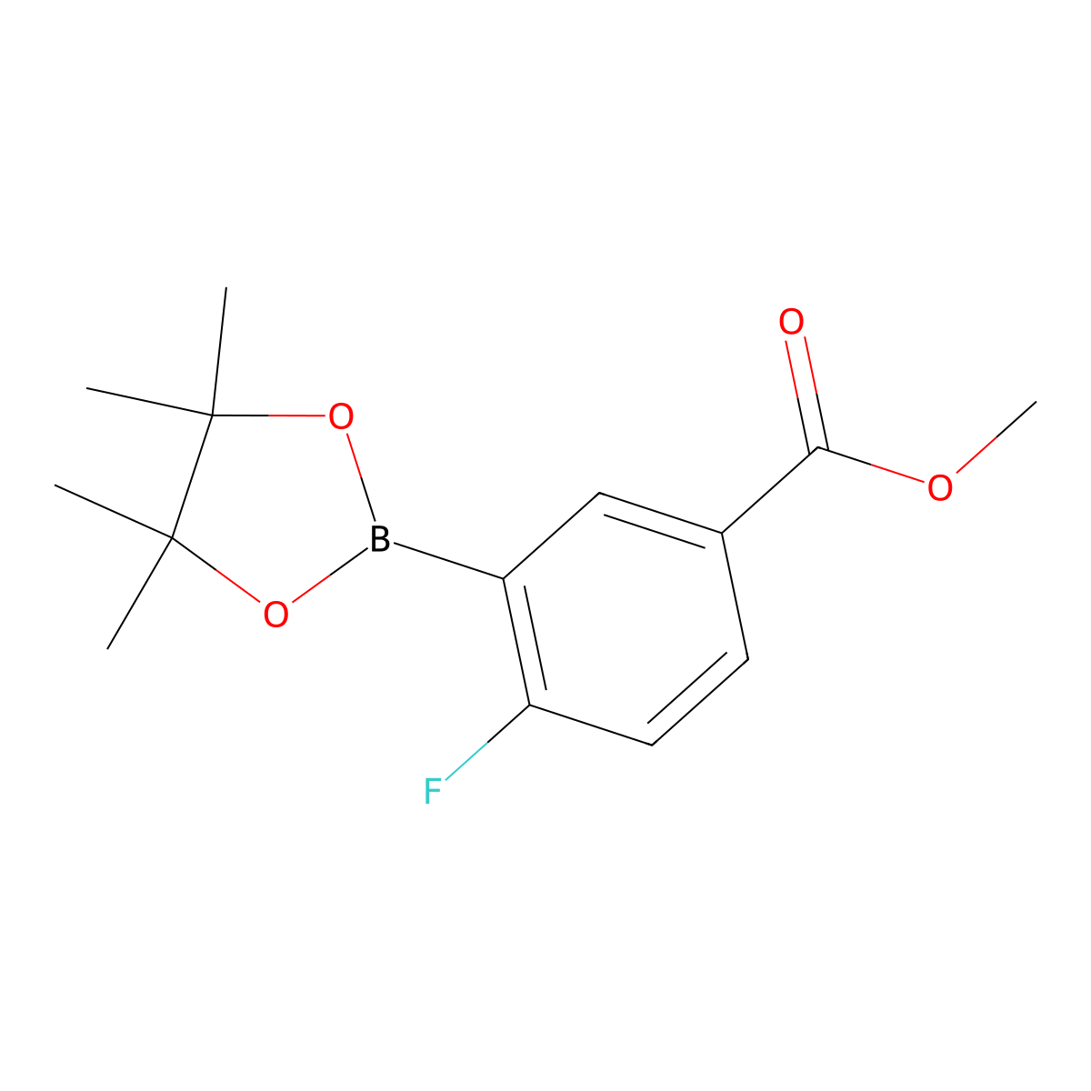 Methyl 4-fluoro-3-(4,4,5,5-tetramethyl-1,3,2-dioxaborolan-2-yl)benzoate molecular structure, CAS 757982-31-3