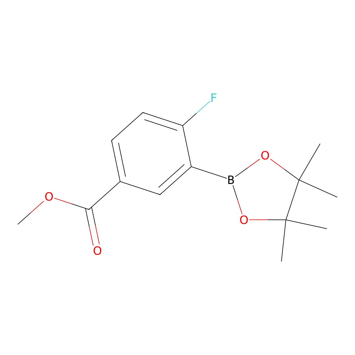 Methyl 4-fluoro-3-(4,4,5,5-tetramethyl-1,3,2-dioxaborolan-2-yl)benzoate molecular structure, CAS 757982-31-3