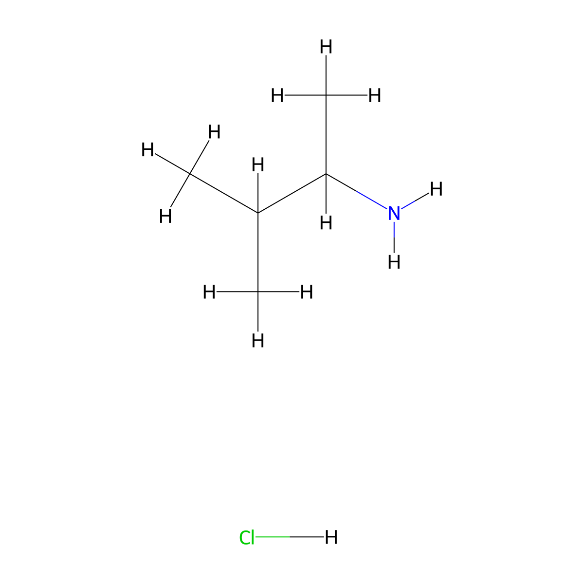 3-Methylbutan-2-amine--hydrogen chloride (1/1) molecular structure, CAS 758-27-0