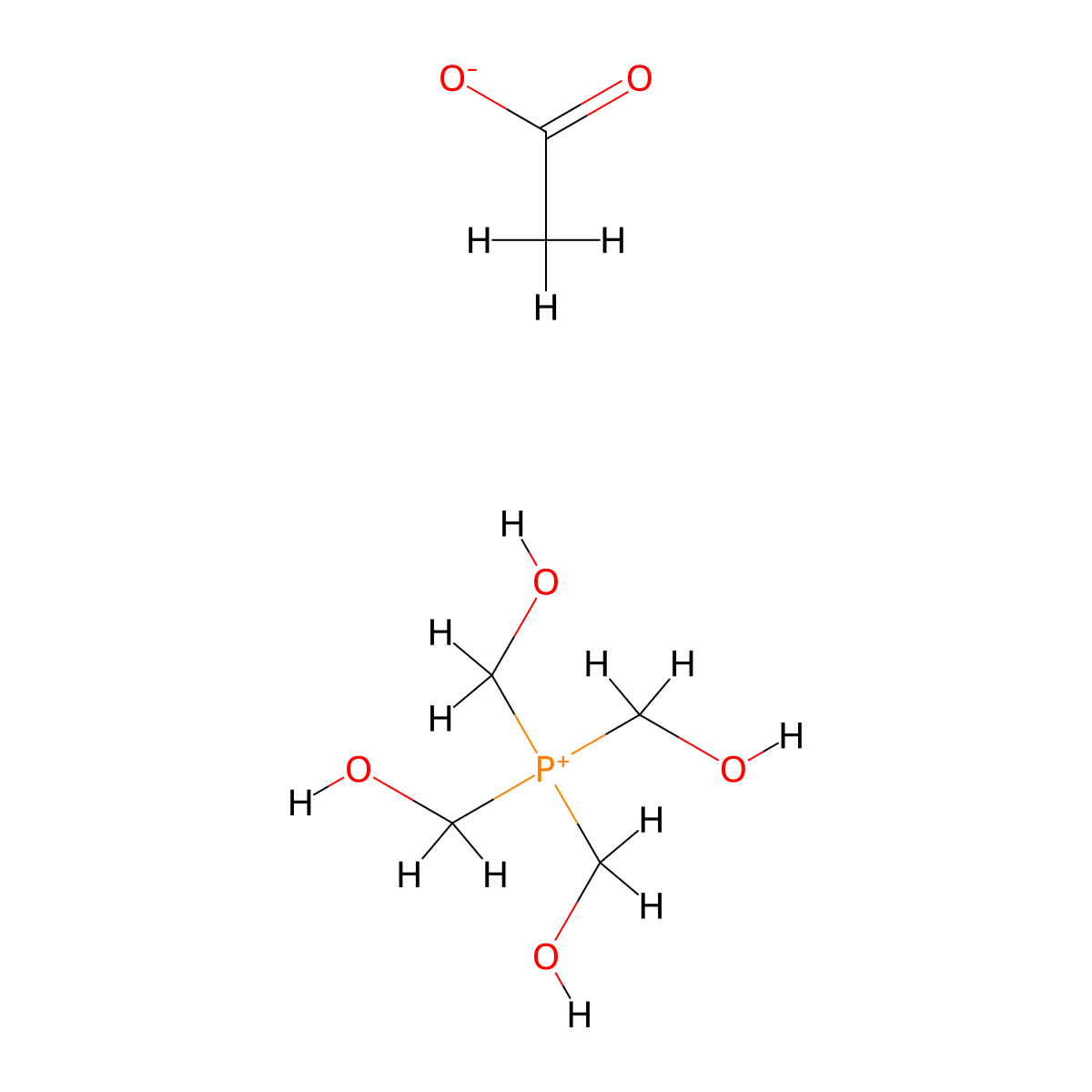 phosphonium, tetrakis(hydroxymethyl)-, acetate (salt) molecular structure, CAS 7580-37-2