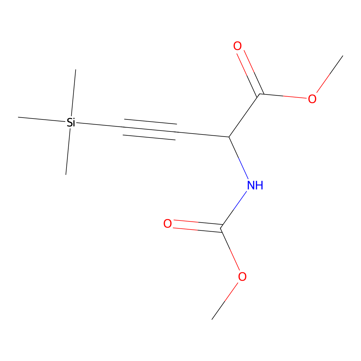 Methyl 2-((methoxycarbonyl)amino)-4-(trimethylsilyl)but-3-ynoate molecular structure, CAS 75806-14-3