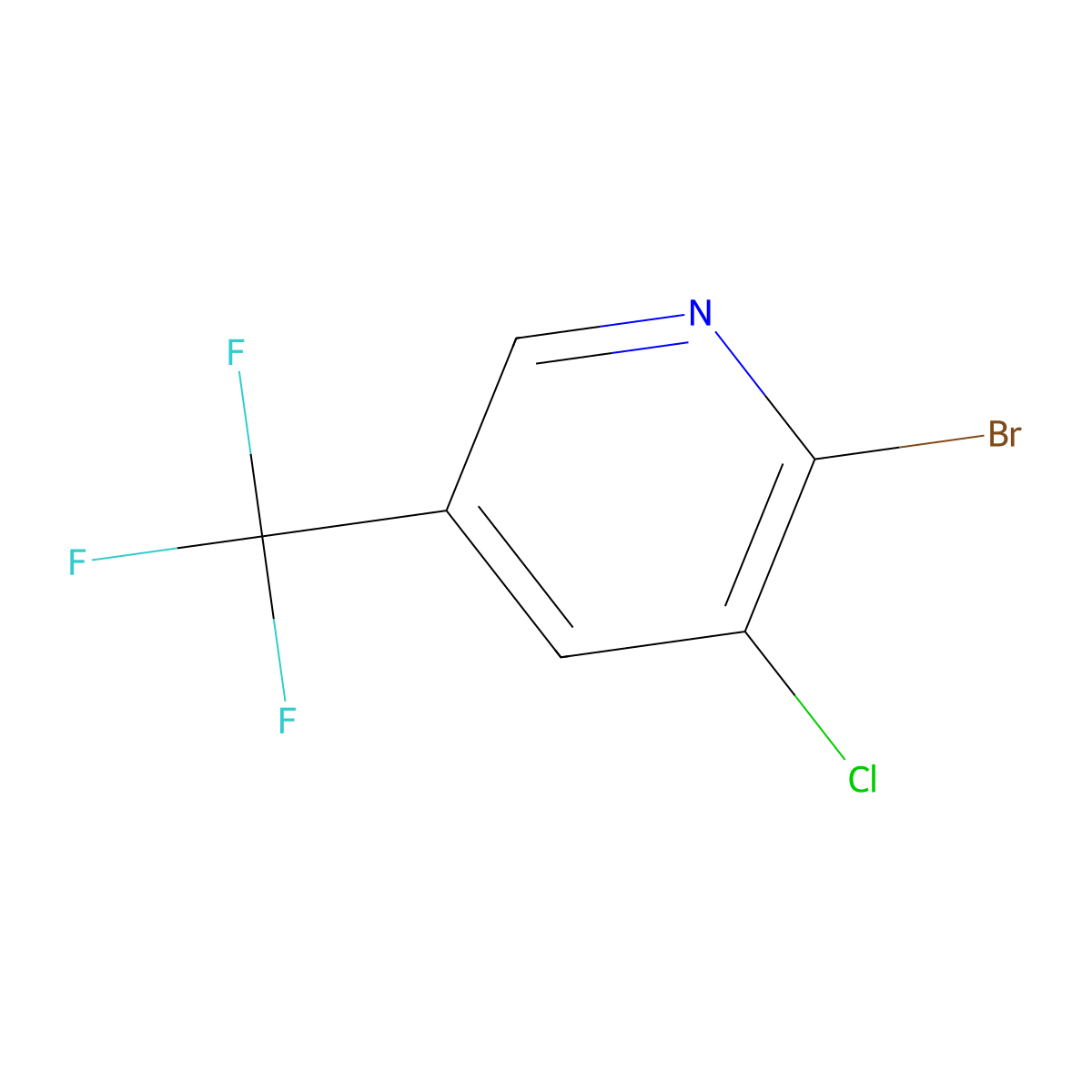 2-Bromo-3-chloro-5-(trifluoromethyl)pyridine molecular structure, CAS 75806-84-7