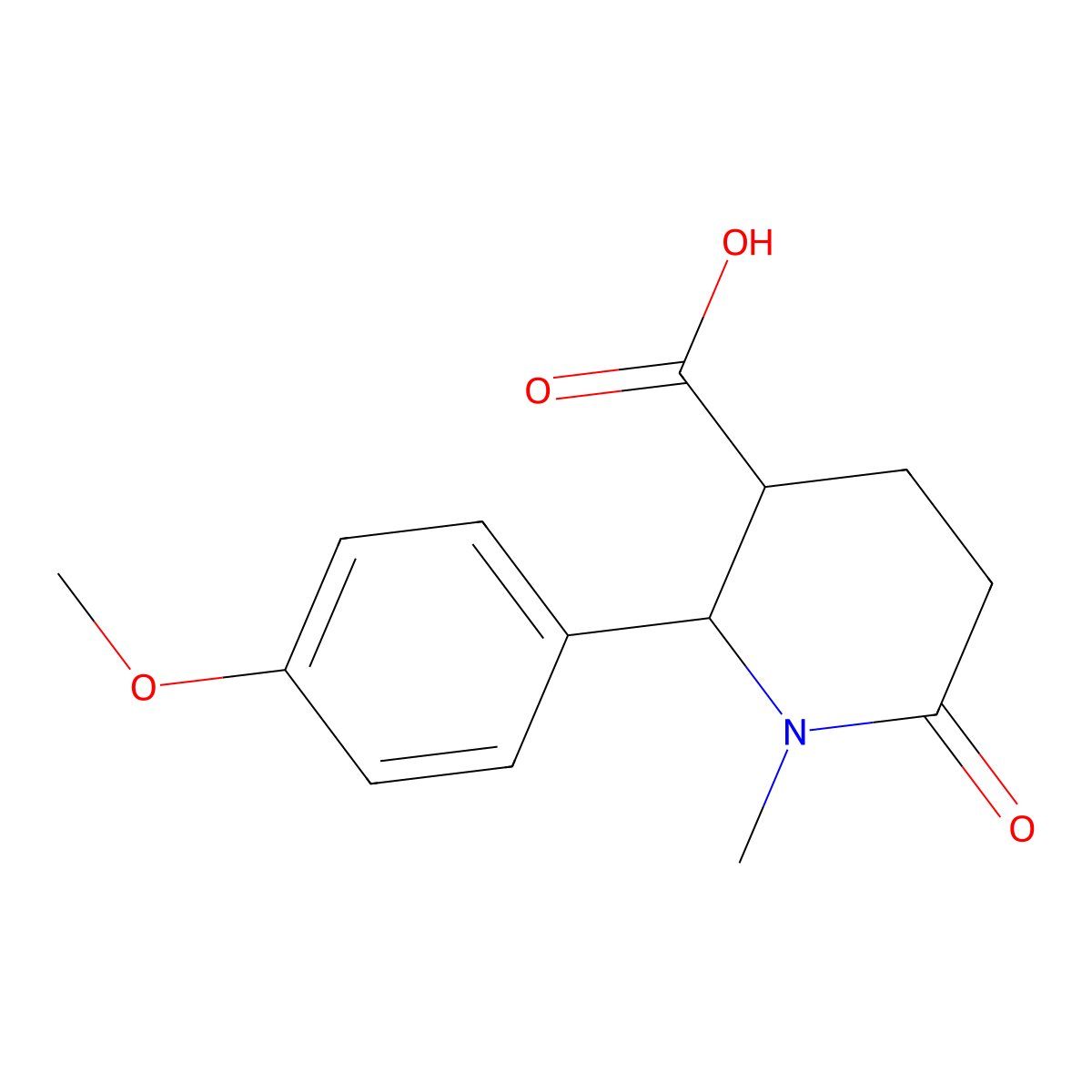 2-(4-Methoxyphenyl)-1-methyl-6-oxopiperidine-3-carboxylic acid molecular structure, CAS 75810-44-5
