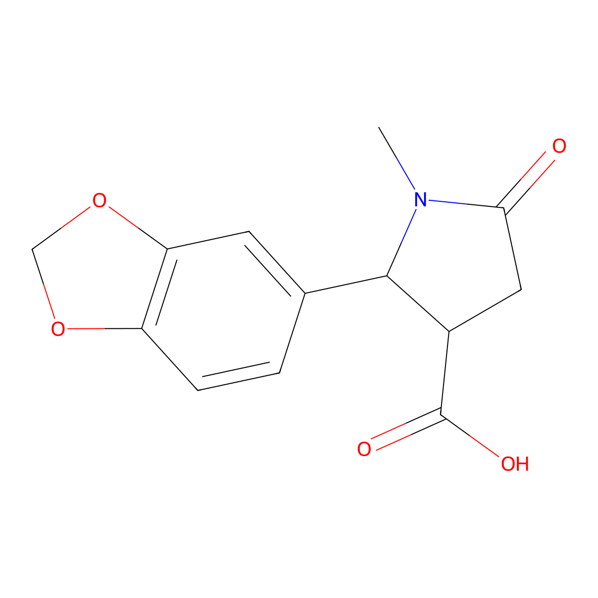 2-(1,3-Benzodioxol-5-YL)-1-methyl-5-oxo-3-pyrrolidinecarboxylic acid molecular structure, CAS 75810-48-9