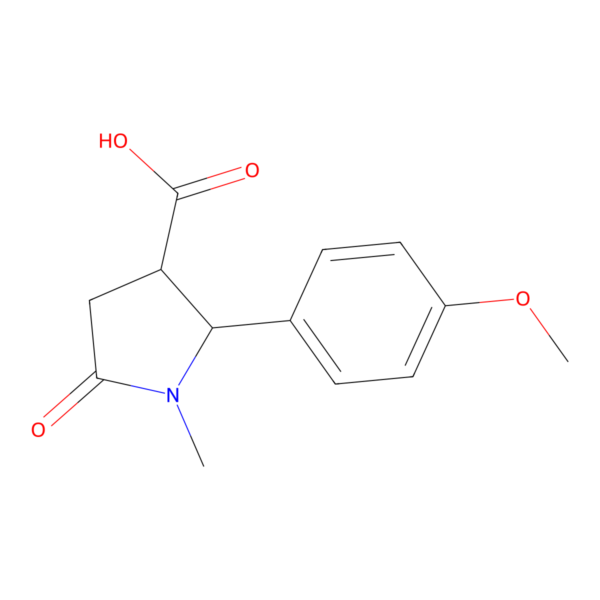 2-(4-Methoxyphenyl)-1-methyl-5-oxopyrrolidine-3-carboxylic acid molecular structure, CAS 75810-50-3