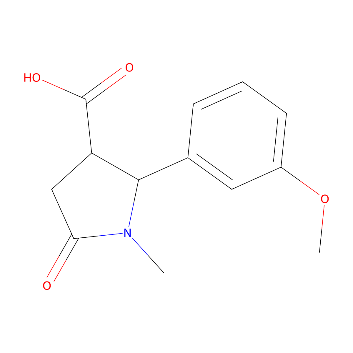 2-(3-Methoxyphenyl)-1-methyl-5-oxopyrrolidine-3-carboxylic acid molecular structure, CAS 75810-51-4