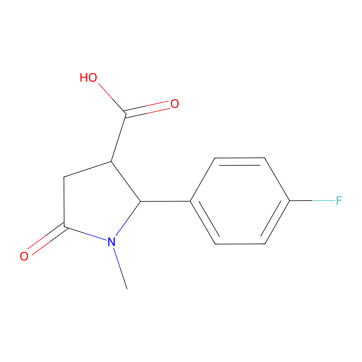 2-(4-Fluorophenyl)-1-methyl-5-oxopyrrolidine-3-carboxylic acid molecular structure, CAS 75810-53-6