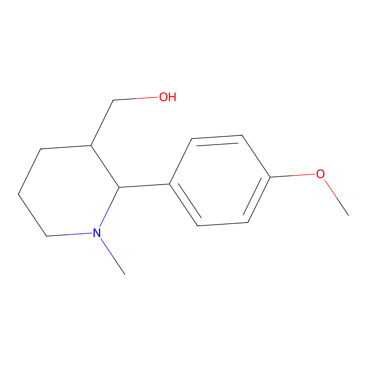 [2-(4-Methoxyphenyl)-1-methylpiperidin-3-yl]methanol molecular structure, CAS 75810-59-2