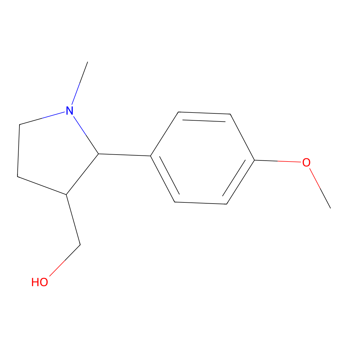 [2-(4-Methoxyphenyl)-1-methylpyrrolidin-3-yl]methanol molecular structure, CAS 75810-65-0