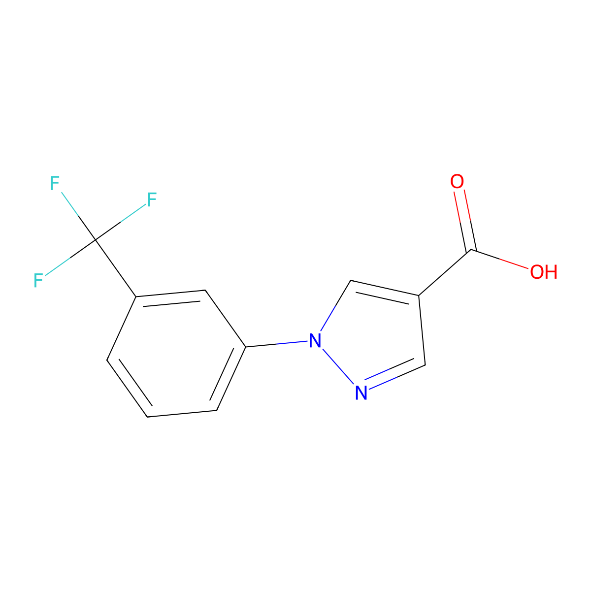 1-(3-(Trifluoromethyl)phenyl)-1H-pyrazole-4-carboxylic acid molecular structure, CAS 75815-75-7