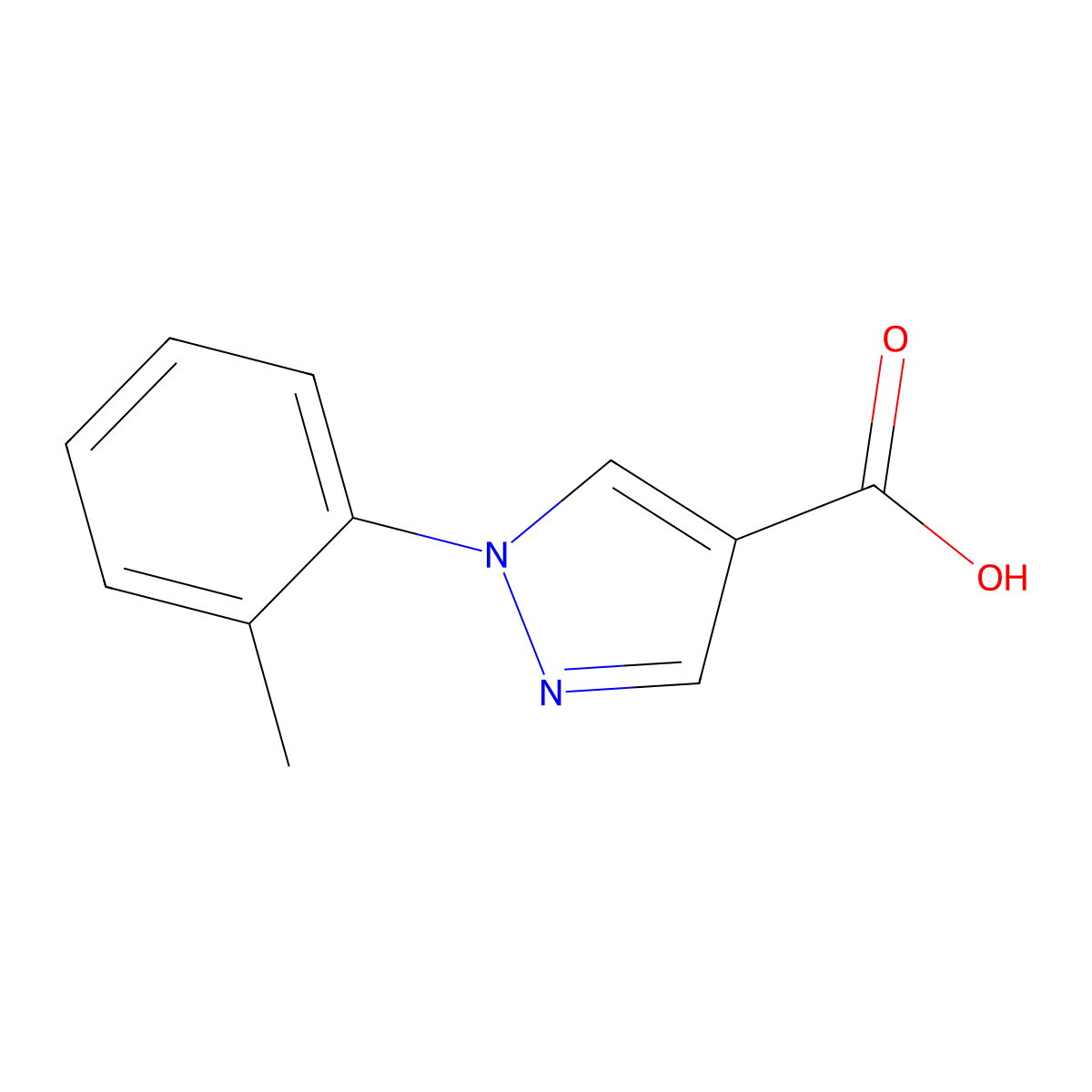 1-(2-Methylphenyl)-1H-pyrazole-4-carboxylic acid molecular structure, CAS 75815-76-8