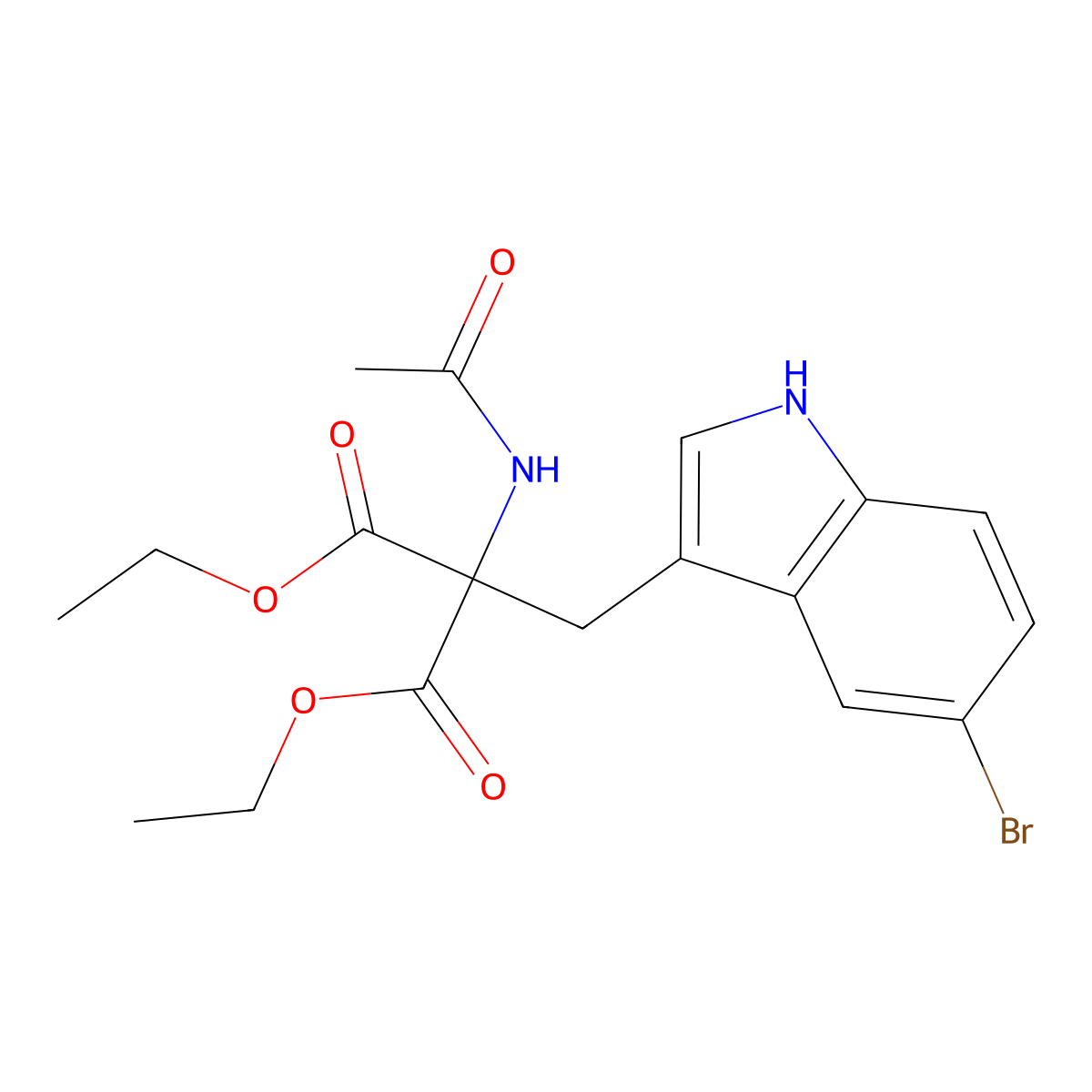 1,3-diethyl 2-[(5-bromo-1H-indol-3-yl)methyl]-2-acetamidopropanedioate molecular structure, CAS 75816-14-7
