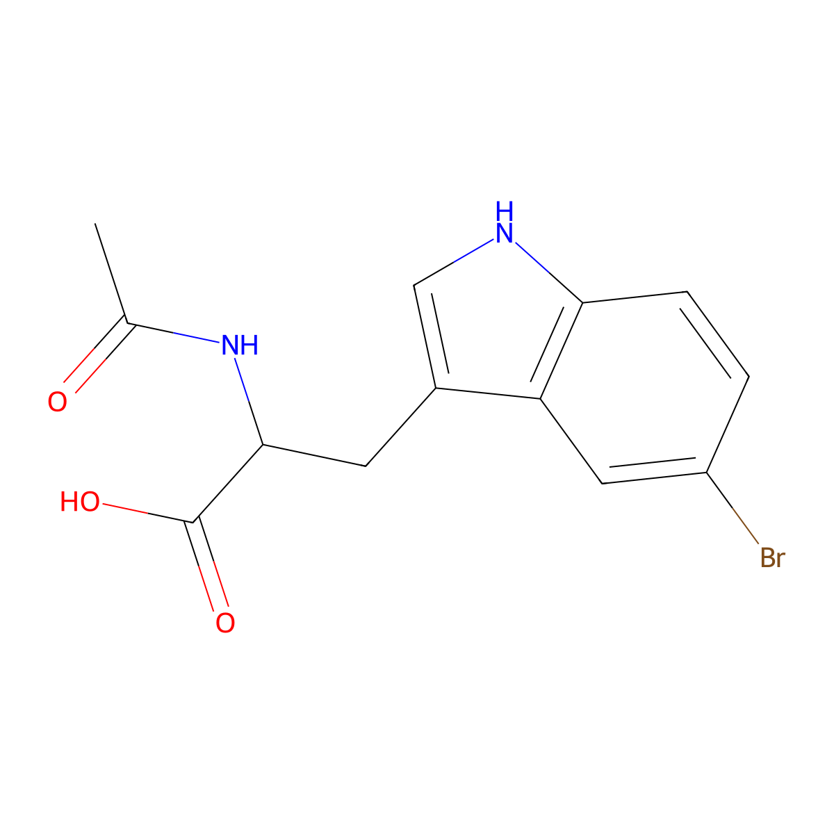 3-(5-bromo-1H-indol-3-yl)-2-acetamidopropanoic acid molecular structure, CAS 75816-15-8
