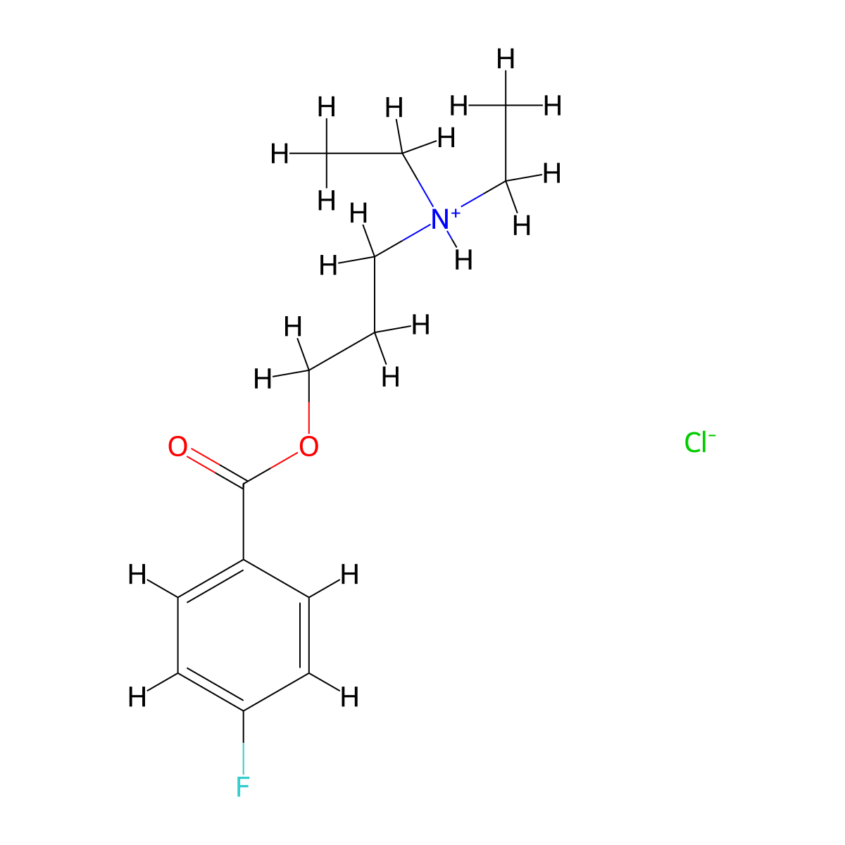 3-(Diethylamino)propyl 4-fluorobenzoate--hydrogen chloride (1/1) molecular structure, CAS 7582-97-0