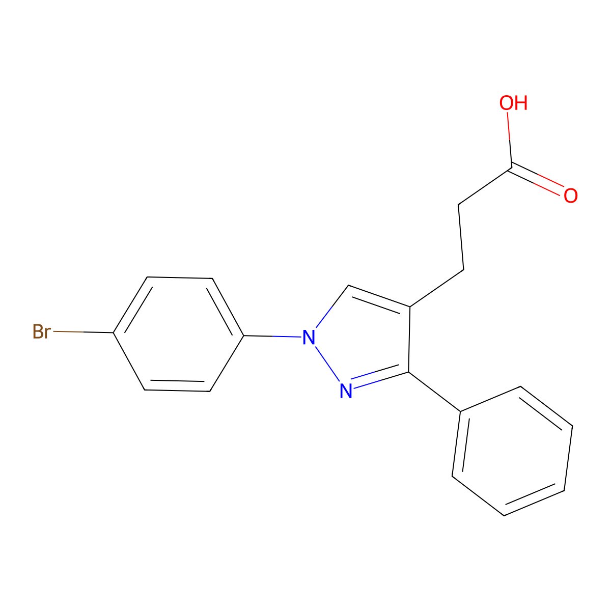 1-(4-Bromophenyl)-3-phenylpyrazole-4-propionic acid molecular structure, CAS 75821-70-4