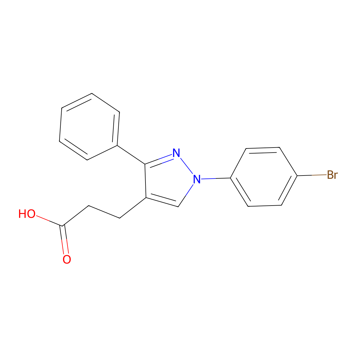 1-(4-Bromophenyl)-3-phenylpyrazole-4-propionic acid molecular structure, CAS 75821-70-4