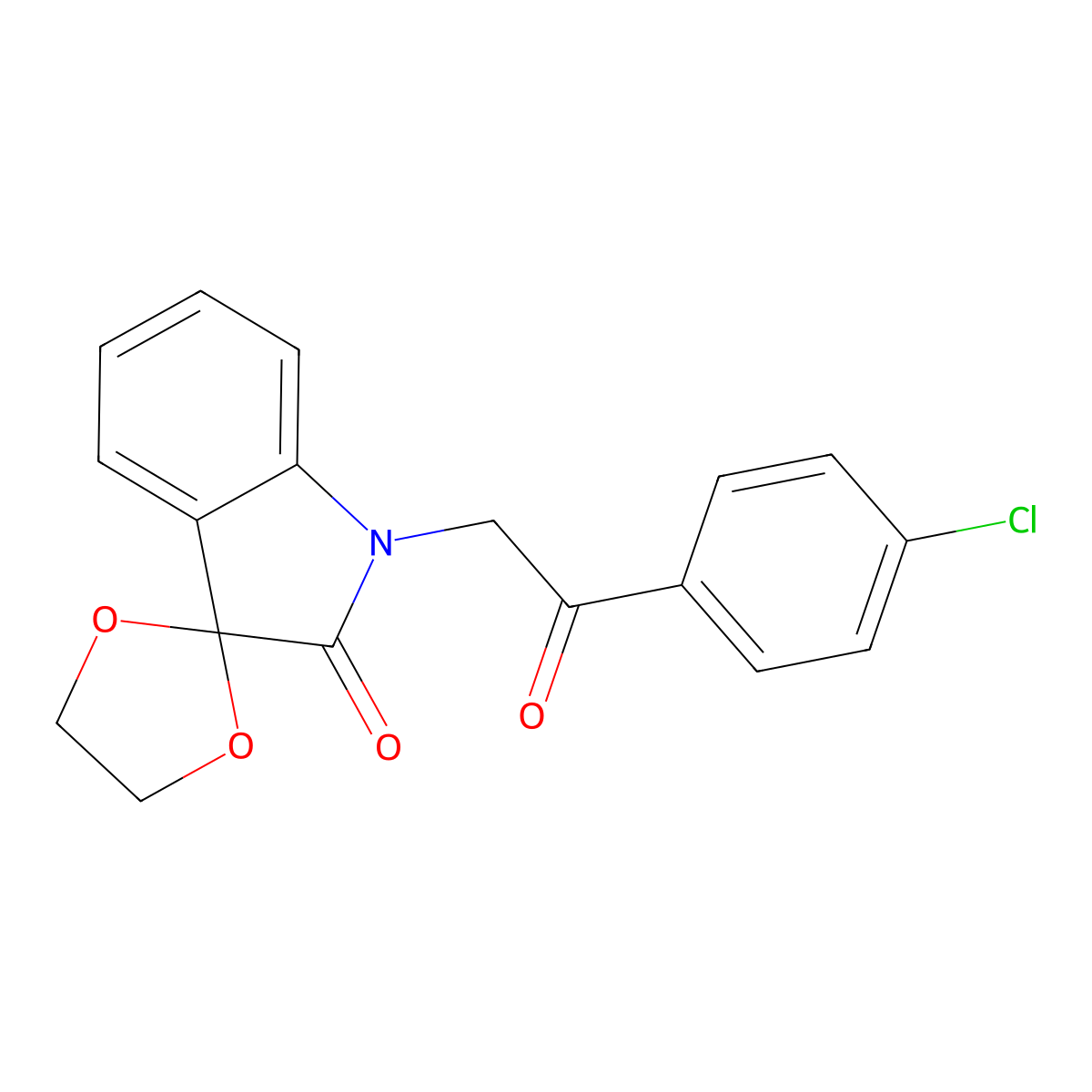 1'-[2-(4-chlorophenyl)-2-oxoethyl]spiro[1,3-dioxolane-2,3'-indol]-2'(1'H)-one molecular structure, CAS 75822-27-4